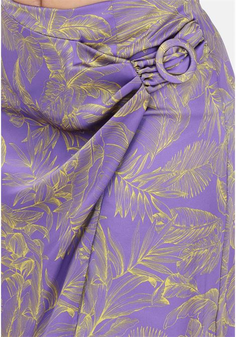 Purple women's skirt with yellow leaves pattern SIMONA CORSELLINI | P24CPGO004-02-TRAS00380667